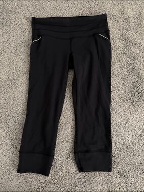Athleta Black Capri Leggings with Reflective Trim